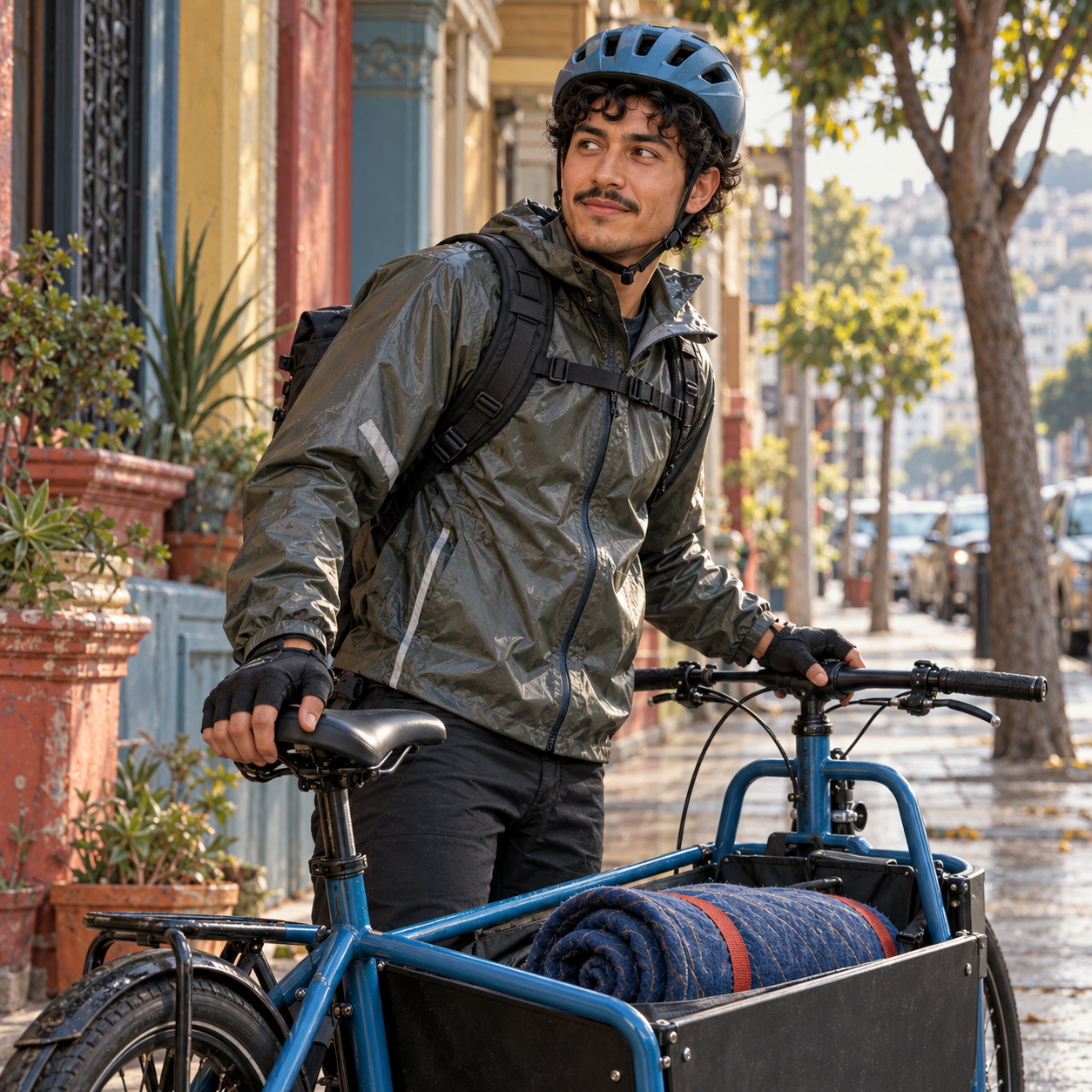 A resourceful cargo-bike courier knows everyone’s back entrance but keeps postponing the conversation about his own future.