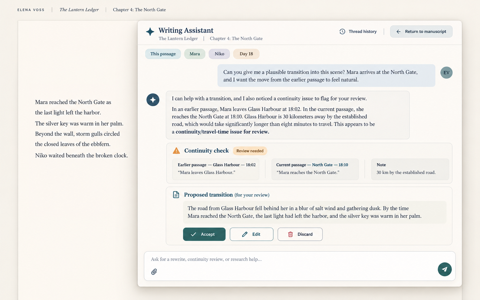 Writing assistant and reviewed changes in Write And Be Found