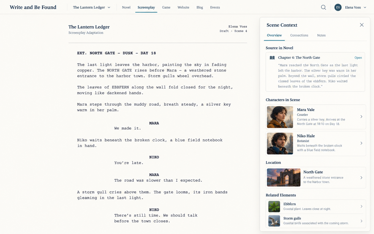 Script workspace in Write And Be Found